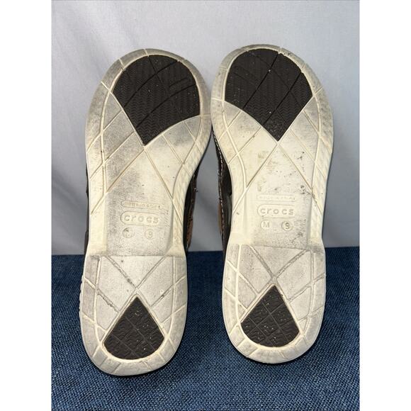 Crocs Shoes Mens Size 9 Brown Beach Line Canvas Slip Ons - Picture 6 of 12